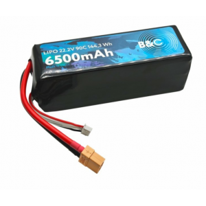 Аккумулятор Li-po B&C 6500 MAH 22.2V (6s) 90C, XT90, Soft case B&C-6500-6S-90-S-XT90