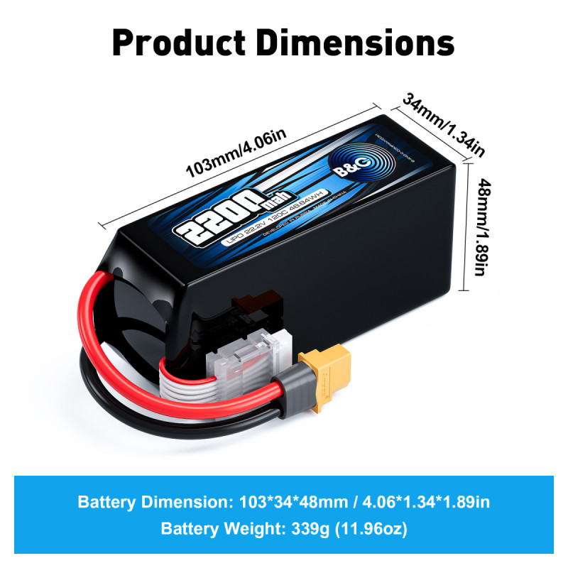 Аккумулятор LiPo B&C 2200 mAh 22.2V (6S) 120C XT60 Softcase B&C-2200-6S-120-S-XT60