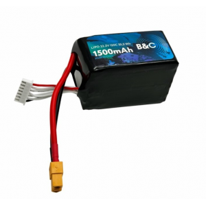 Аккумулятор Li-po B&C 1500 MAH 22.2v (6s) 120C, XT60, Soft case B&C-1500-6S-120-S-XT60