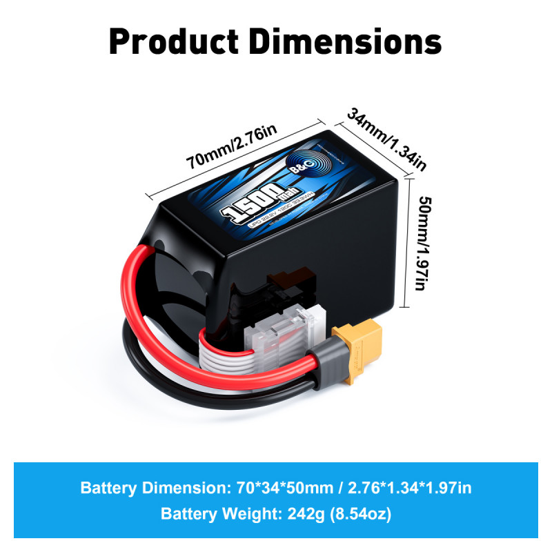 Аккумулятор LiPo B&C 1500 mAh 22.2V (6S) 120C XT60 Softcase B&C-1500-6S-120-S-XT60