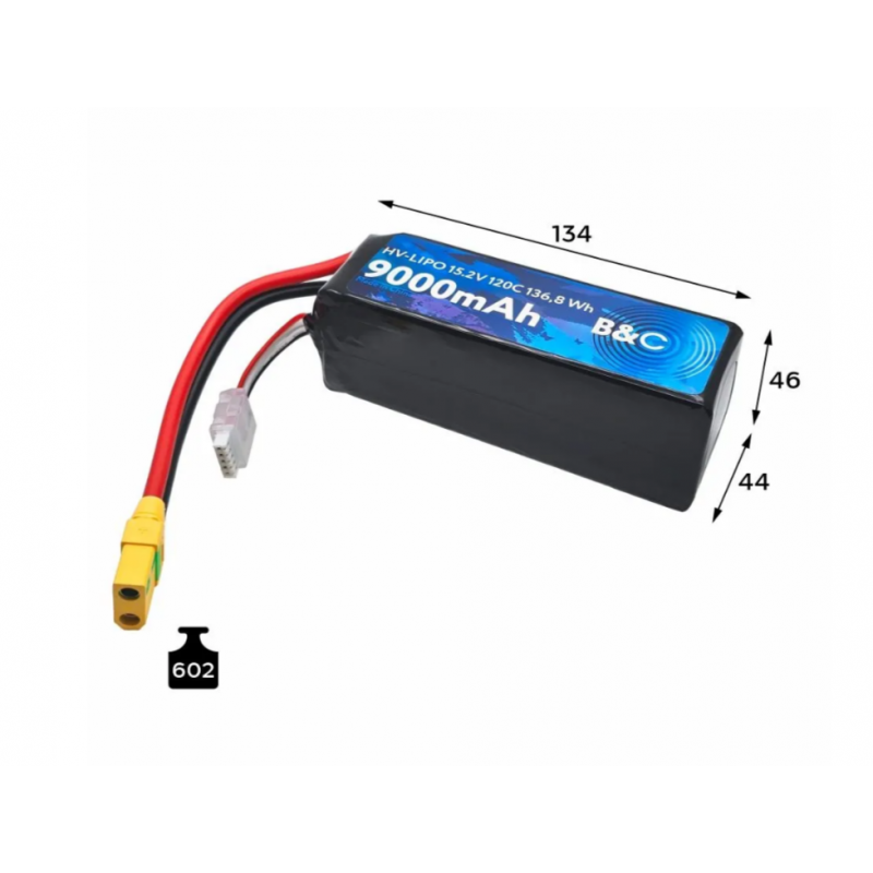 Аккумулятор LiPo B&C 9000 mAh 15.2V (4S HV) 120C XT90S Softcase B&C-9000-4SHV-120-S-XT90S