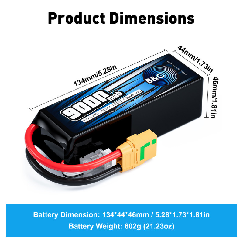 Аккумулятор LiPo B&C 9000 mAh 15.2V (4S HV) 120C XT90S Softcase B&C-9000-4SHV-120-S-XT90S