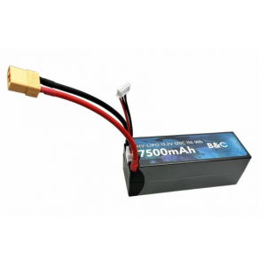 Аккумулятор LiPo B&C 7500 MAH 15.2v (4s HV), 120C, 5mm + XT90, Hardcase B&C-7500-4SHV-120-H-XT90