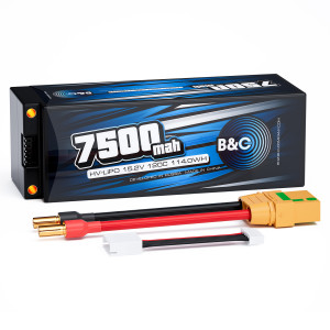 Аккумулятор LiPo B&C 7500 MAH 15.2v (4s HV), 120C, 5mm + XT90, Hardcase B&C-7500-4SHV-120-H-XT90