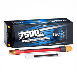 Аккумулятор LiPo B&C 7500 MAH 15.2v (4s HV), 120C, 5mm + XT60, Hardcase B&C-7500-4SHV-120-H-XT60