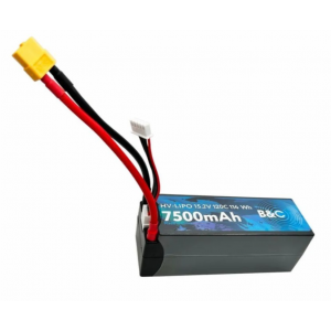 Аккумулятор LiPo B&C 7500 MAH 15.2v (4s HV), 120C, 5mm + XT60, Hardcase B&C-7500-4SHV-120-H-XT60