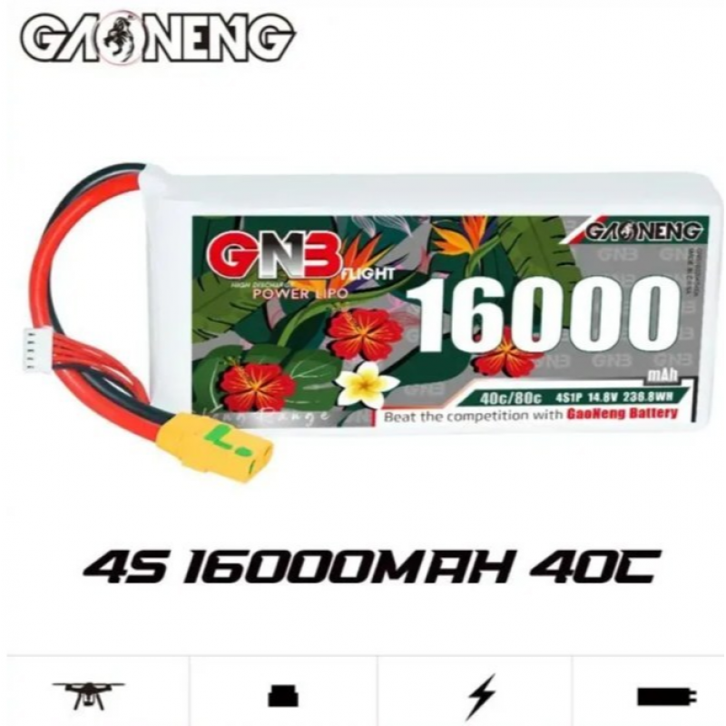 Аккумулятор LiPo Gaoneng GNB 16000 mAh 14.8V (4S) 40C XT90 Softcase GNB160004S40A