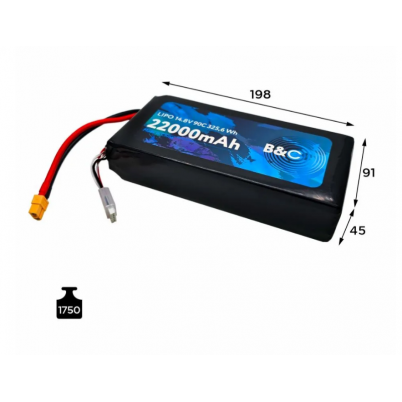 Аккумулятор LiPo B&C 22000 mAh 14.8V (4S) 90C XT60 Softcase B&C-22000-4S-90-S-XT60