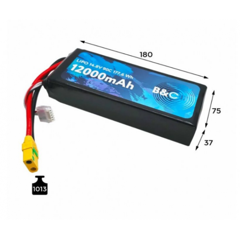 Аккумулятор LiPo B&C 12000 mAh 14.8V (4S) 90C XT90S Softcase B&C-12000-4S-90-S-XT90S