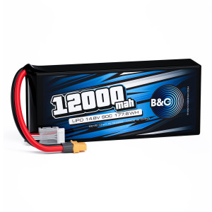 Аккумулятор Li-po 12000 MAH 14.8V (4s) 90C, XT60, Soft case B&C-12000-4S-90-S-XT60