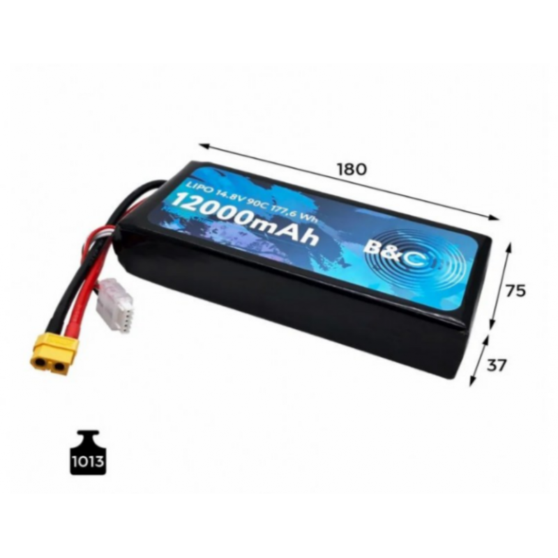 Аккумулятор LiPo B&C 12000 mAh 14.8V (4S) 90C XT60 Softcase B&C-12000-4S-90-S-XT60