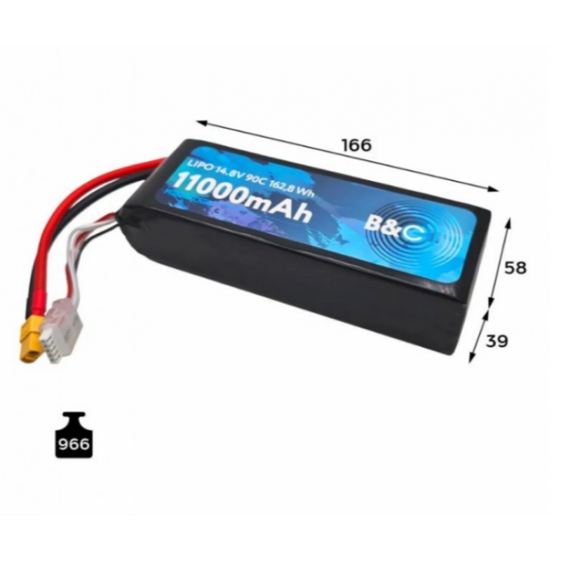 Аккумулятор LiPo B&C 11000 mAh 14.8V (4S) 90C XT60 Softcase B&C-11000-4S-90-S-XT60