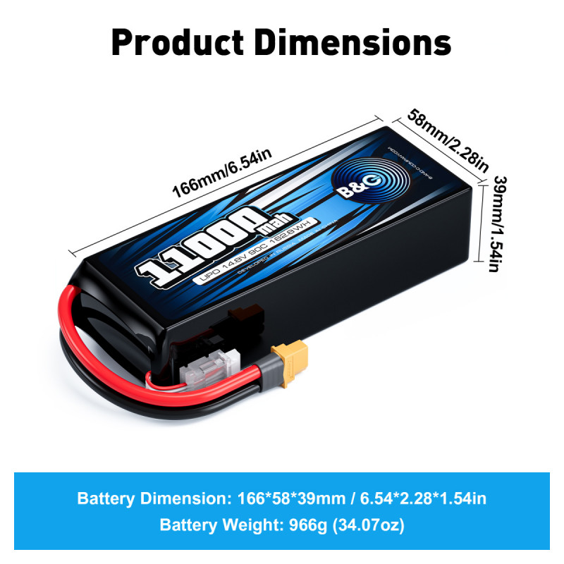 Аккумулятор LiPo B&C 11000 mAh 14.8V (4S) 90C XT60 Softcase B&C-11000-4S-90-S-XT60