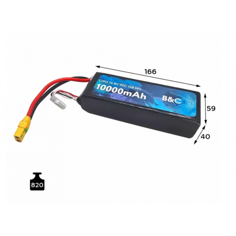 Аккумулятор LiPo B&C 10000 mAh 14.8V (4S) 90C XT90S Softcase B&C-10000-4S-90-S-XT90S
