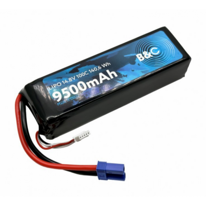 Аккумулятор LiPo B&C 9500 mAh 14.8V (4S) 100C EC5 Softcase B&C-9500-4S-100-S-EC5