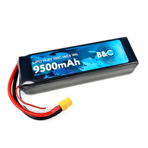 Аккумулятор Li-po B&C 9500 MAH 14.8V (4s) 100C, XT60, Soft case B&C-9500-4S-100-S-XT60