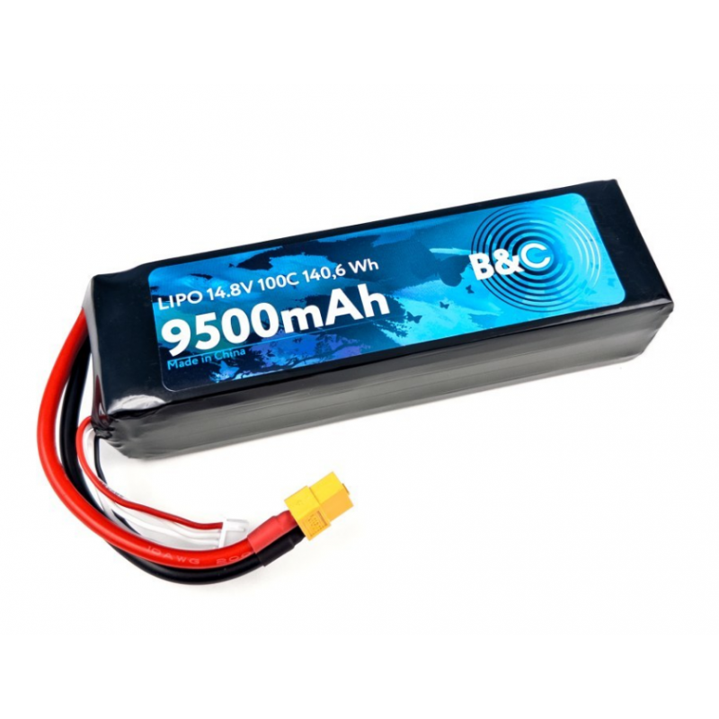 Аккумулятор LiPo B&C 9500 mAh 14.8V (4S) 100C XT60 Softcase B&C-9500-4S-100-S-XT60
