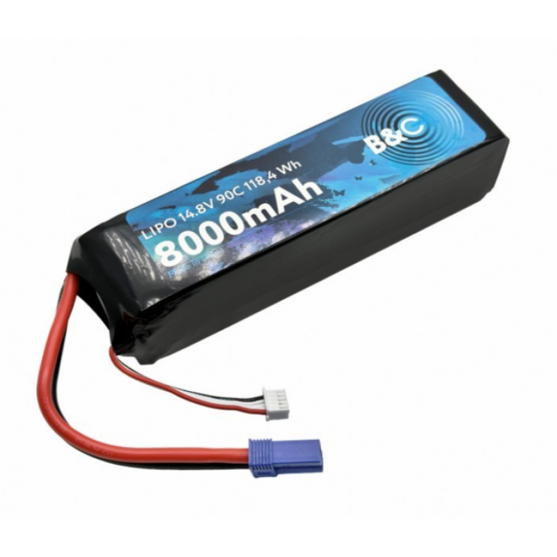 Аккумулятор LiPo B&C 8000 mAh 14.8V (4S) 90C EC5 Softcase B&C-8000-4S-90-S-EC5