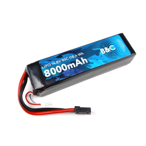 Аккумулятор Li-po B&C 8000 MAH 14.8v (4s) 90C, TRX, Soft case B&C-8000-4S-90-S-TRX