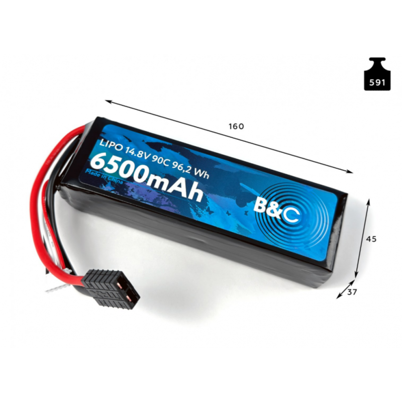 Аккумулятор LiPo B&C 6500 mAh 14.8V (4S) 90C TRX Softcase B&C-6500-4S-90-S-TRX