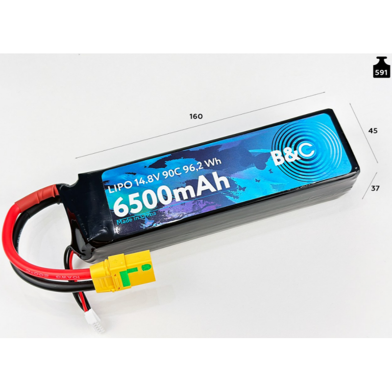 Аккумулятор LiPo B&C 6500 mAh 14.8V (4S) 90C XT90 Softcase B&C-6500-4S-90-S-XT90