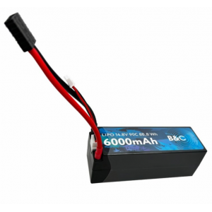 Аккумулятор Li-po B&C 6000 MAH 14.8v (4s) 90C, 5mm + TRX, Hard case B&C-6000-4S-90-H-TRX
