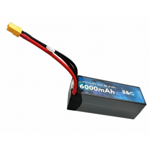 Аккумулятор Li-po B&C 6000 MAH 14.8v (4s) 90C, 5mm + XT60, Hard case B&C-6000-4S-90-H-XT60