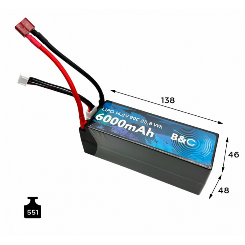 Аккумулятор LiPo B&C 6000 mAh 14.8V (4S) 90C T-Plug Hardcase B&C-6000-4S-90-H-T