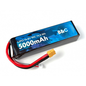 Аккумулятор Li-po B&C 5000 MAH 14.8V (4s) 90C, XT60, Soft case B&C-5000-4S-90-S-XT60