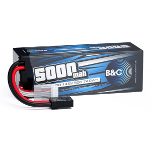 Аккумулятор Li-po B&C 5000 MAH 14.8v (4s) 50C, TRX, Hard case B&C-5000-4S-50-H-TRX