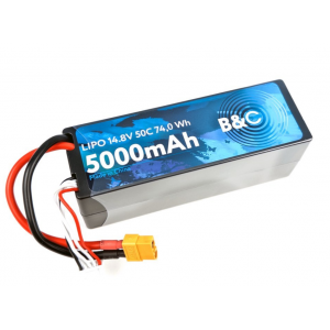 Аккумулятор Li-po B&C 5000 MAH 14.8v (4s) 50C, XT60, Hard case B&C-5000-4S-50-H-XT60