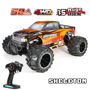 Радиоуправляемый бензиновый монстр HSP Skeleton 4WD 1:5 2.4G - 94050-14050-O