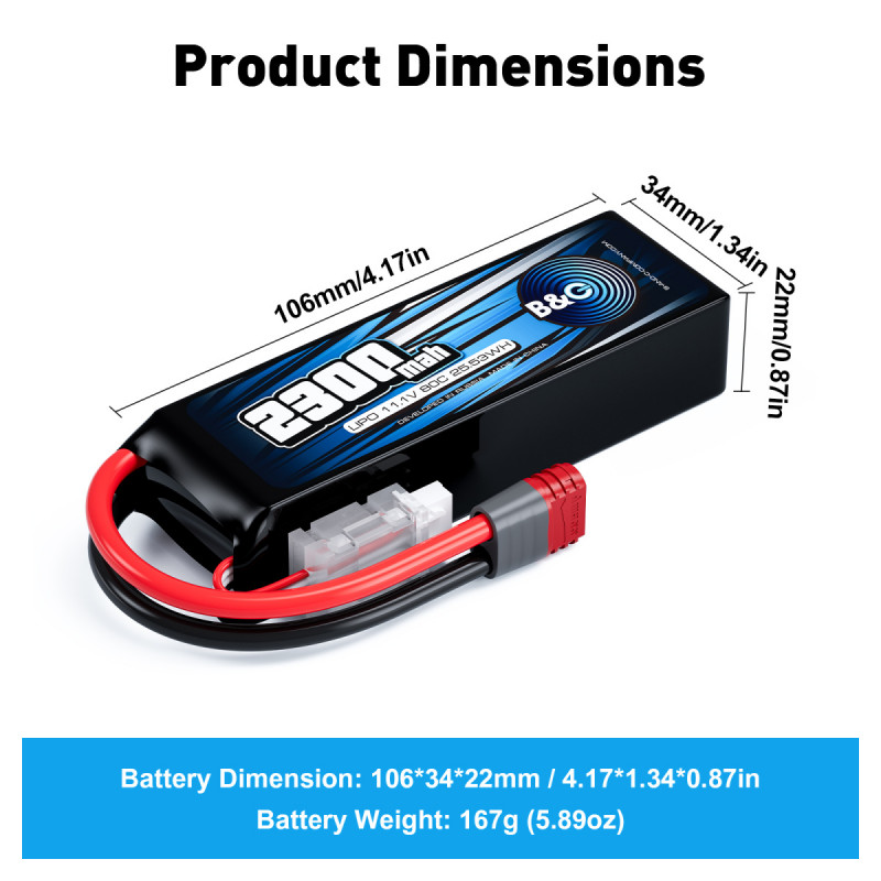 Аккумулятор Li-Po B&C 2300 mAh 11.1V (3S) 80C T-Plug
