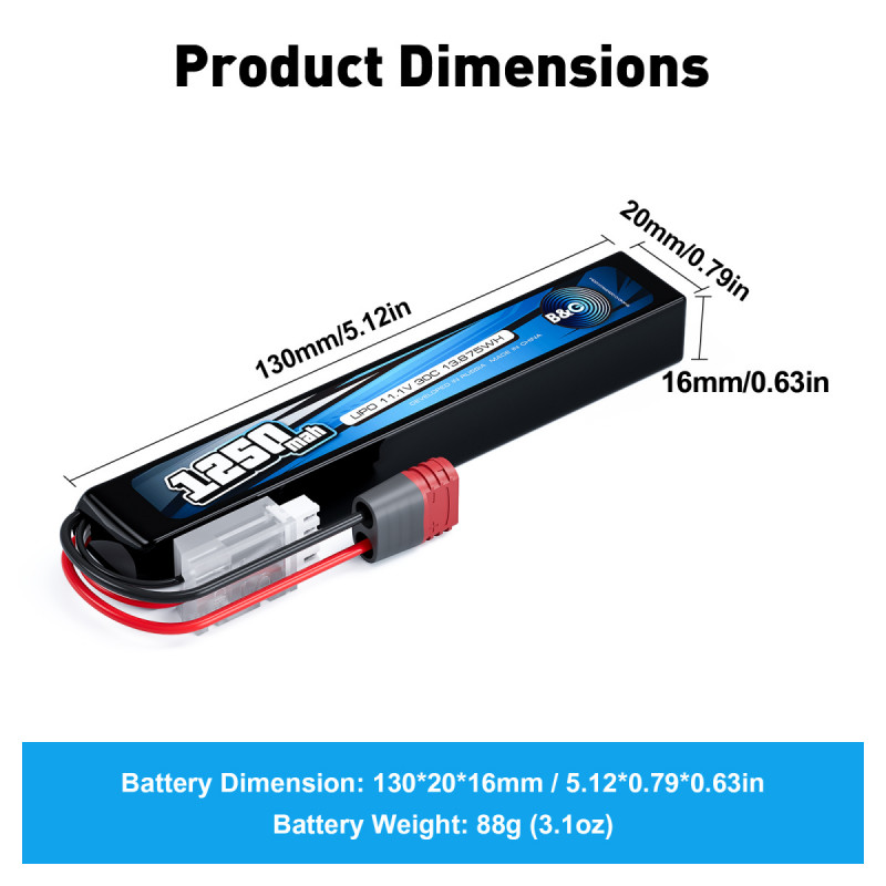 Аккумулятор для страйкбола Li-Po B&C 1250 mAh 11.1V 3S