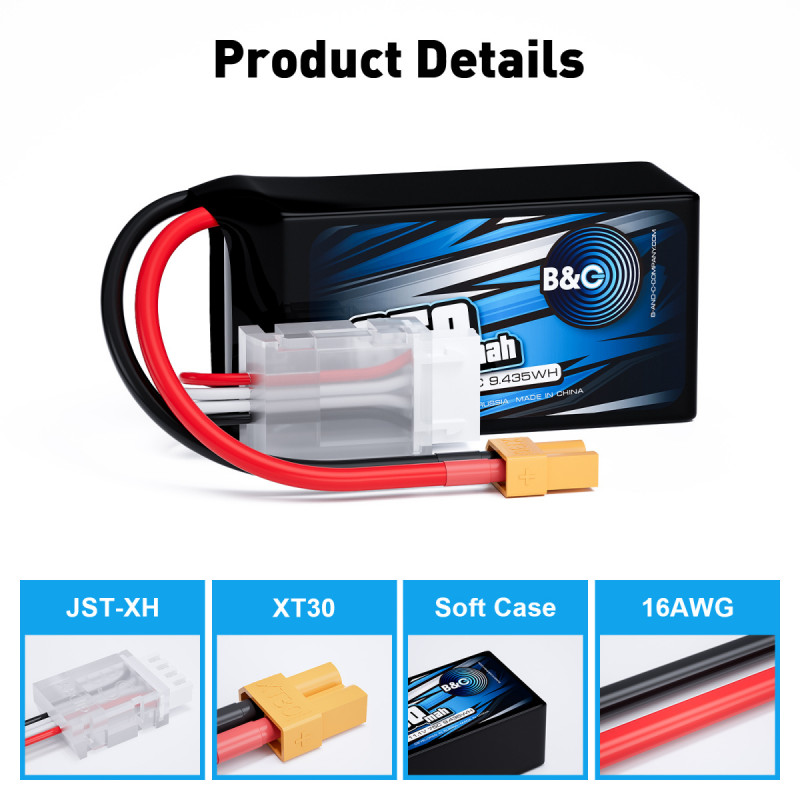 Аккумулятор Li-Po B&C 850 mAh 11.1V 3S 75C XT30