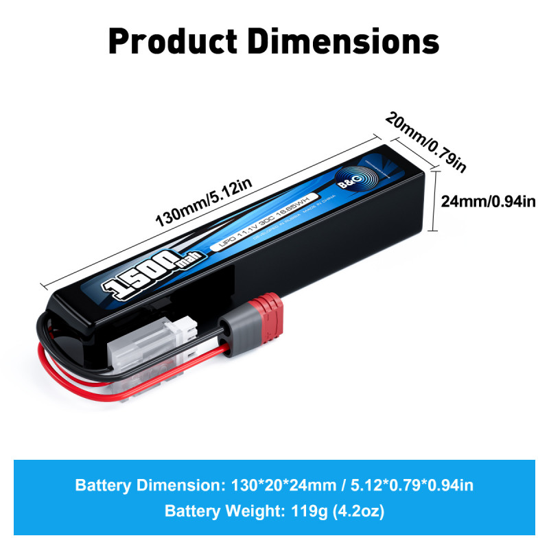 Аккумулятор для страйкбола Li-Po B&C 1500 mAh 11.1V (3S) 30C