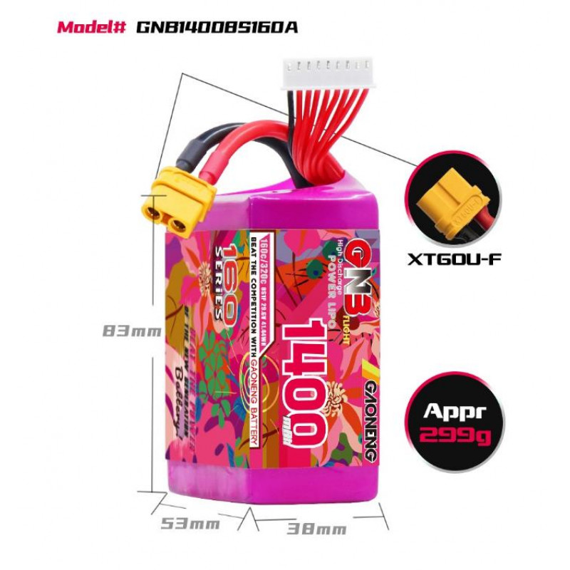 Аккумулятор Li-Po Gaoneng GNB 1400mAh 8S 29.6V 160C XT60