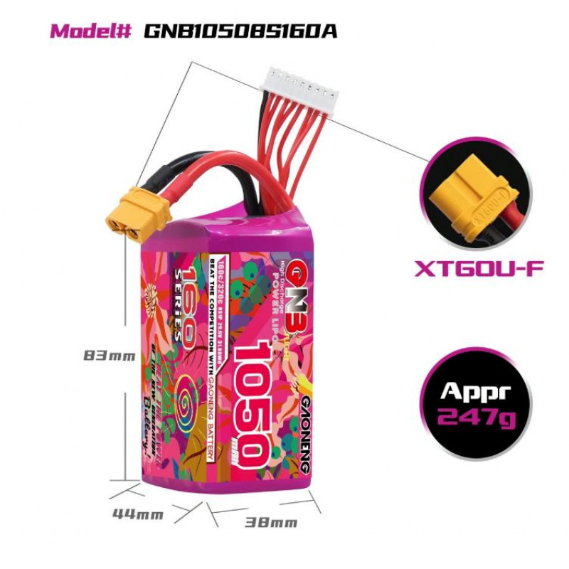 Аккумулятор Li-Po Gaoneng GNB 1050mAh 8S 29.6V 160C XT60