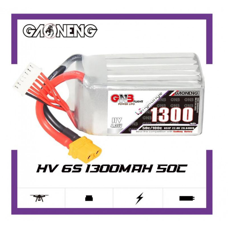 Аккумулятор Li-Po Gaoneng GNB 1300mAh 6S HV 22.8V 50C XT60