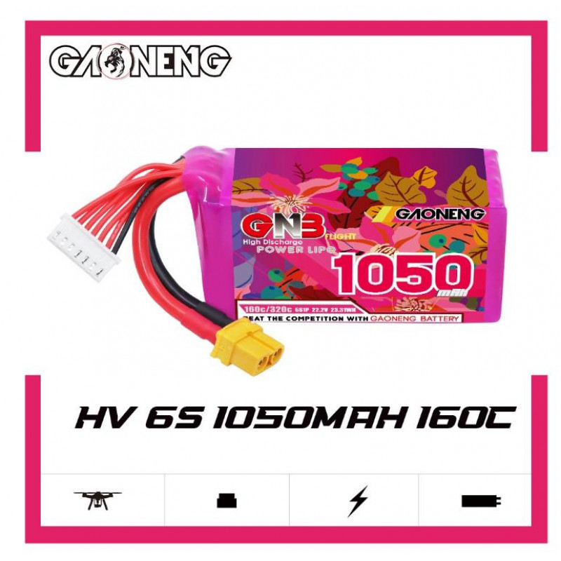 Аккумулятор Li-Po Gaoneng GNB 1050mAh 6S 22.2V 160C XT60