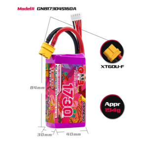 Аккумулятор LiPo GAONENG GNB 1730mAh 4S 14.8V 160C XT60 GNB17304S160A-XT60