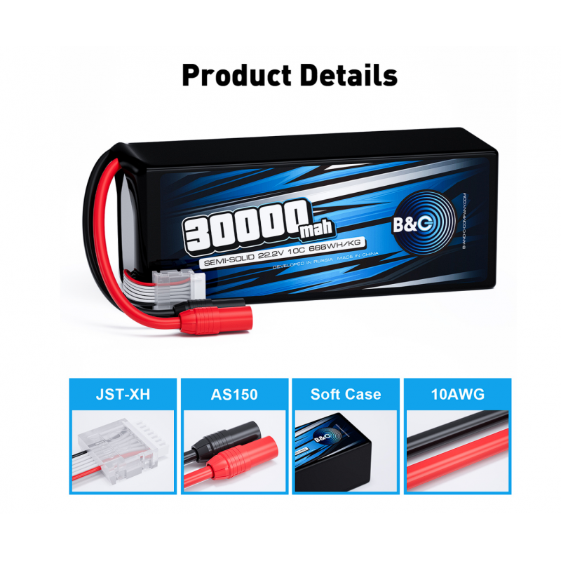 Аккумулятор Semi-Solid (Li-Po) B&C 30000 mAh 22.2V (6S) 10C AS150 Soft Case