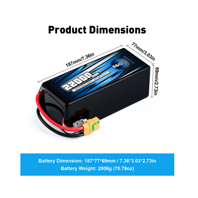 Аккумулятор Semi-Solid (Li-Po) B&C 22000mAh 29.6V (8S) 10C XT90S Soft Case