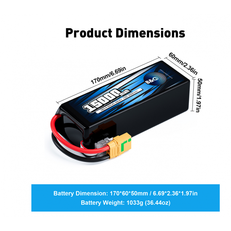 Аккумулятор Semi-Solid (Li-Po) B&C 15000mAh 22.2V (6S) 10C XT90S Soft Case