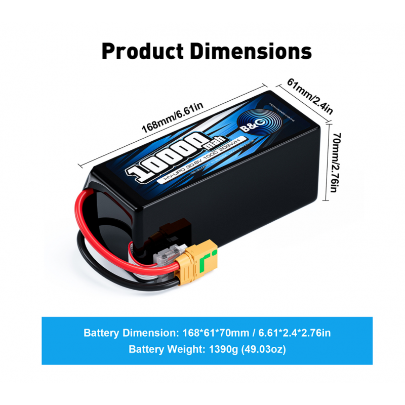 Аккумулятор Li-Po B&C 10000 mAh 30.8V (8S HV) 100C XT90S Soft Case
