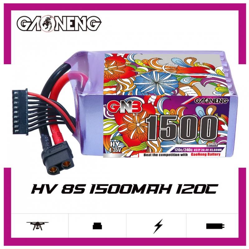 Аккумулятор LiPo GAONENG GNB LiHV 1500mAh 8S 30.4V 120C XT60