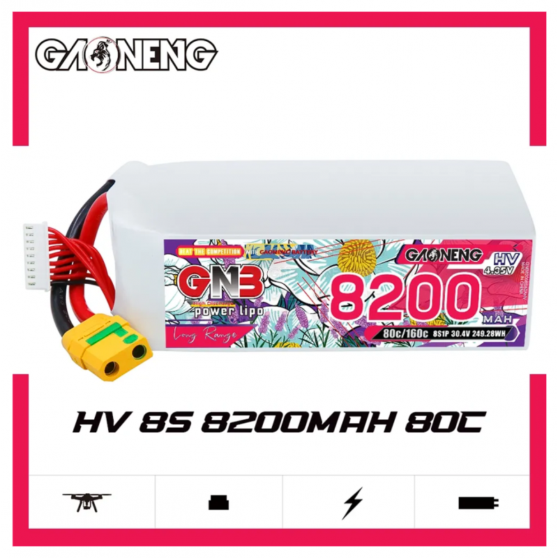 Аккумулятор LiPo GAONENG GNB HV 8200mAh 8S 30.4V 80C XT90