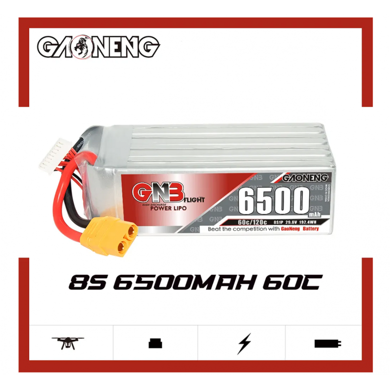 Аккумулятор LiPo GAONENG GNB 6500mAh 8S 29.6V 60C XT90S