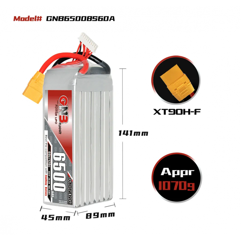 Аккумулятор LiPo GAONENG GNB 6500mAh 8S 29.6V 60C XT90S