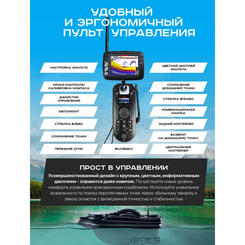 Кораблик для рыбалки прикормочный Boatman Actor 2 Pro с эхолотом и GPS ACT-V2-PR